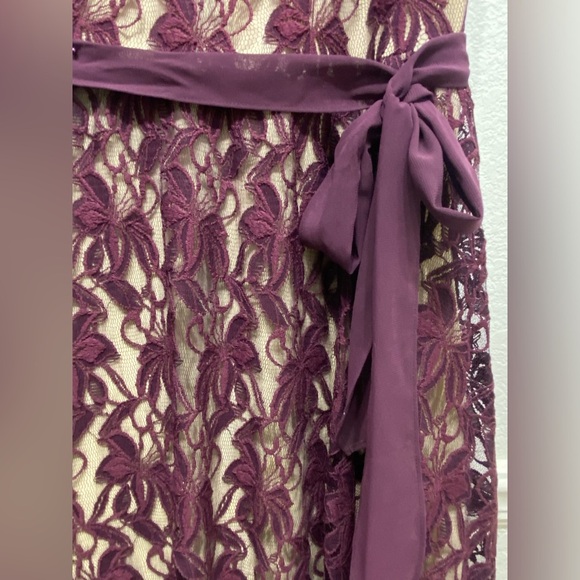 Danny and Nicole Dress, Plum Purple Lace on Nude Color Lining, Sleeveless, Sz 14 - Picture 5 of 7